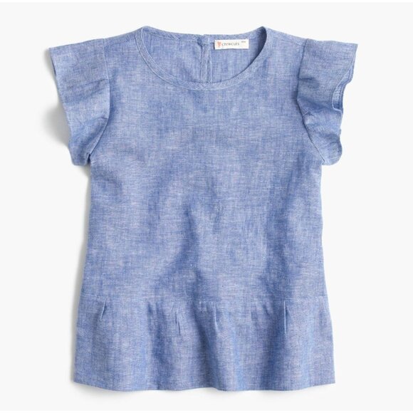 Crewcuts Other - Crewcuts Girls Blue Chambray Peplum Top - Size 10